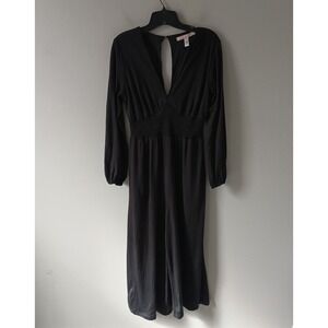 Anthropologie Hutch Women's Size Small Black Wide Leg Jumpsuit V-Neck Stretch